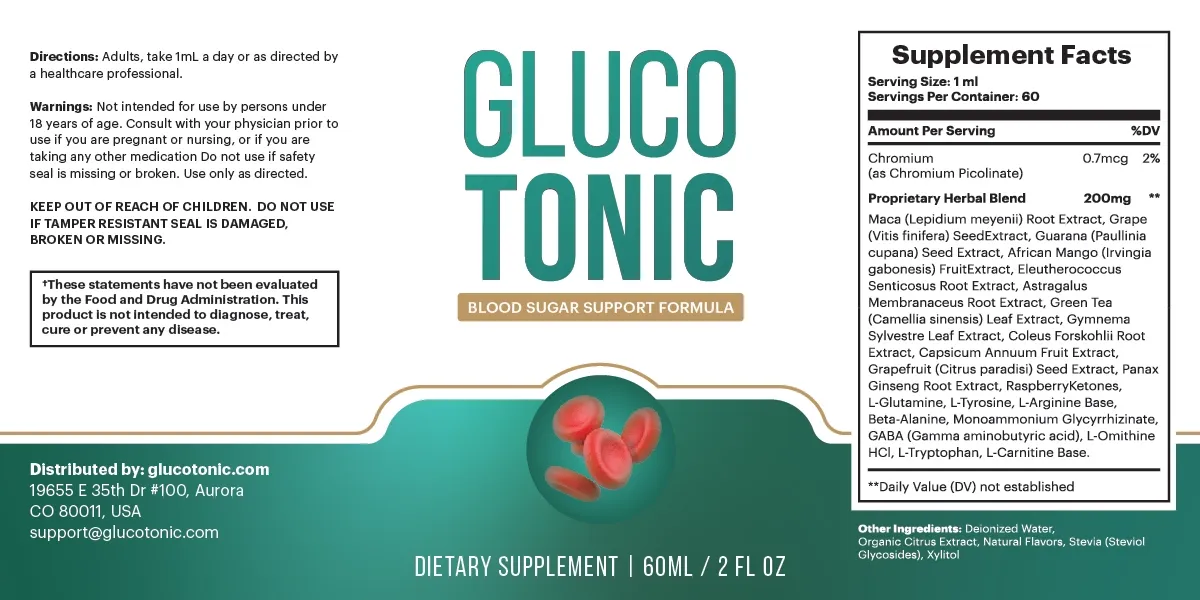 GlucoTonic Supplement Facts